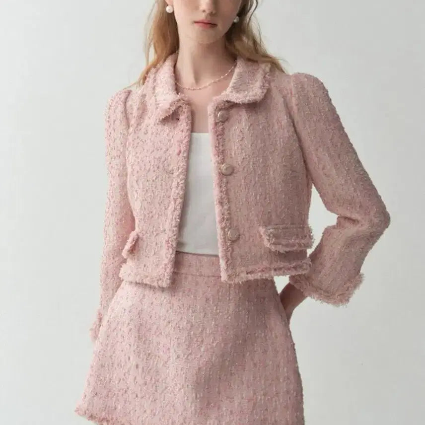 [BUNJANG] Flohm Alice Tweed Set Pink XXS / 플로움 Alice 트위드 세트 핑크 1 / xxs 새상품