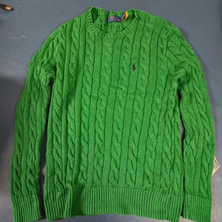 [BUNJANG] Polo Ralph Lauren Deep Green Cable Knit Cotton Sweater / 신형 폴로 랄프로렌 딥그린 꽈배기 면니트