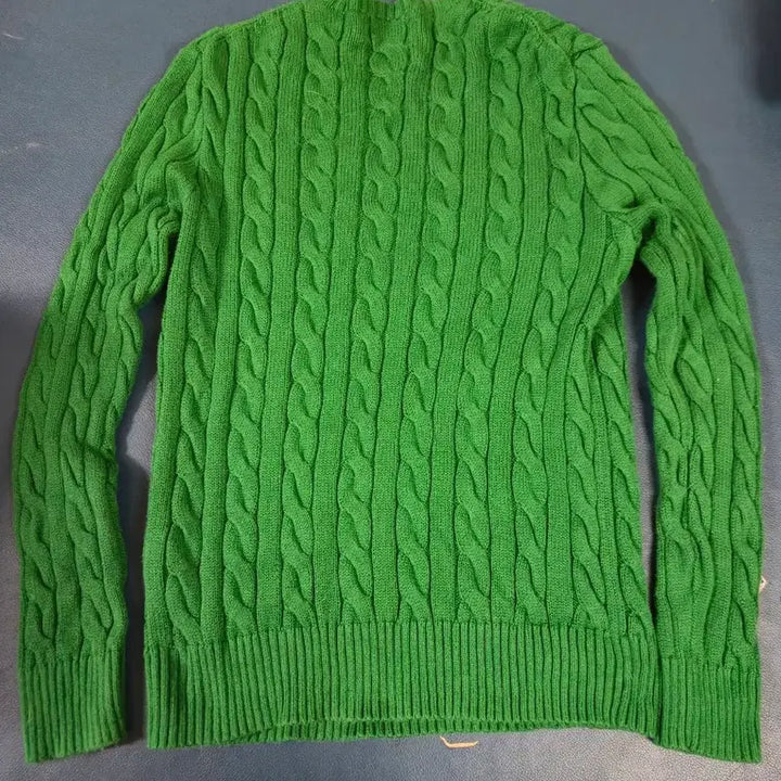 [BUNJANG] Polo Ralph Lauren Deep Green Cable Knit Cotton Sweater / 신형 폴로 랄프로렌 딥그린 꽈배기 면니트