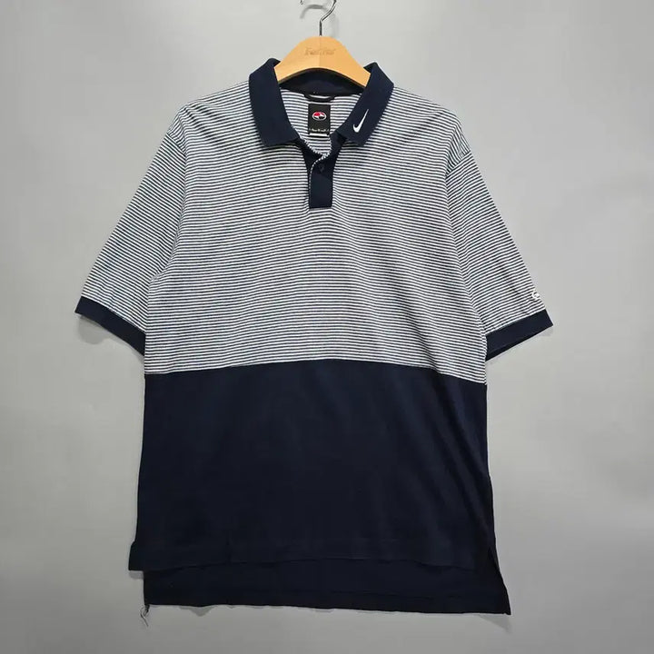 [BUNJANG] 90s-00s Nike Half Stripe Short Sleeve Polo Shirt Size 100 / 90-00s 나이키 NIKE 하프 스트라이프 반팔 카라티 100