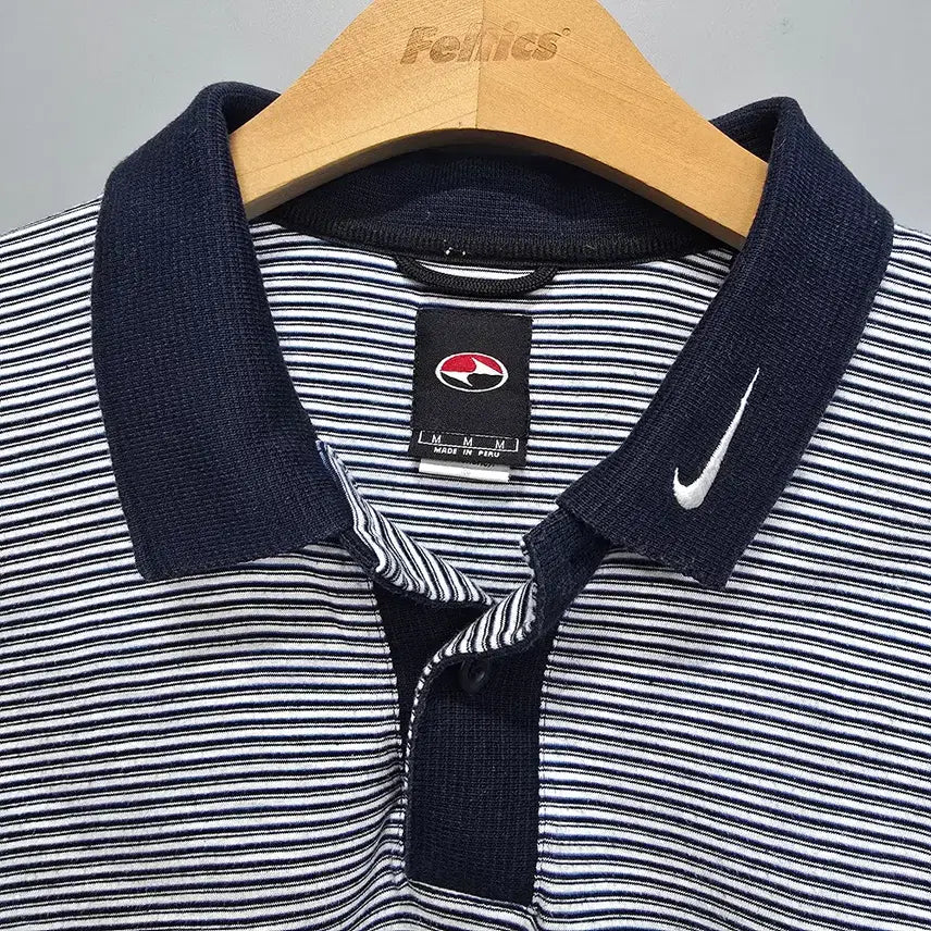 [BUNJANG] 90s-00s Nike Half Stripe Short Sleeve Polo Shirt Size 100 / 90-00s 나이키 NIKE 하프 스트라이프 반팔 카라티 100