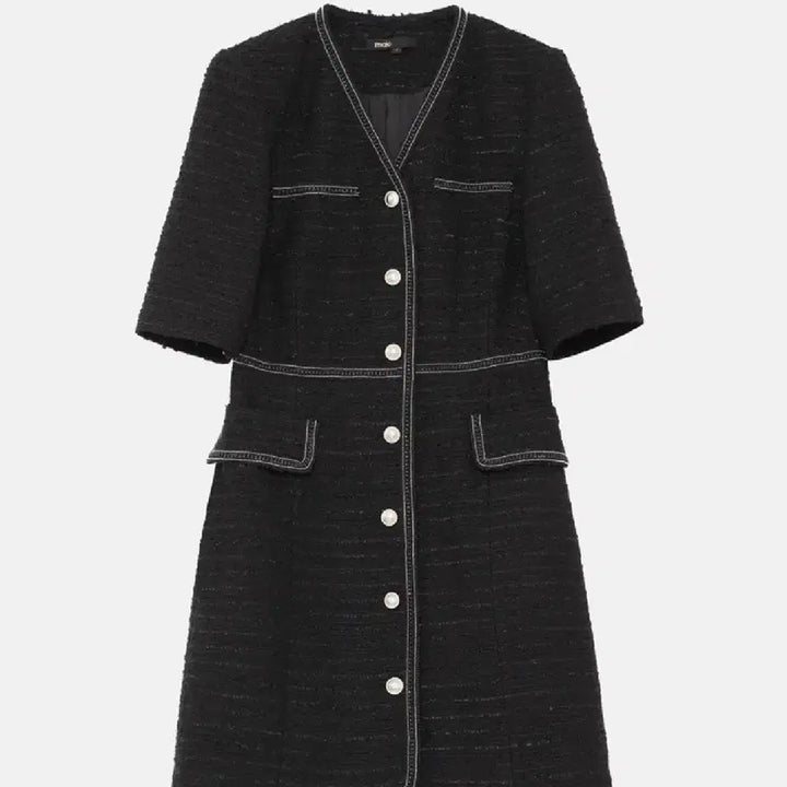 [BUNJANG] Maje Tweed Trimmed Mini Dress / 새상품) 마쥬 트위드 트리밍 원피스 블랙 43사이즈 (55사이즈)