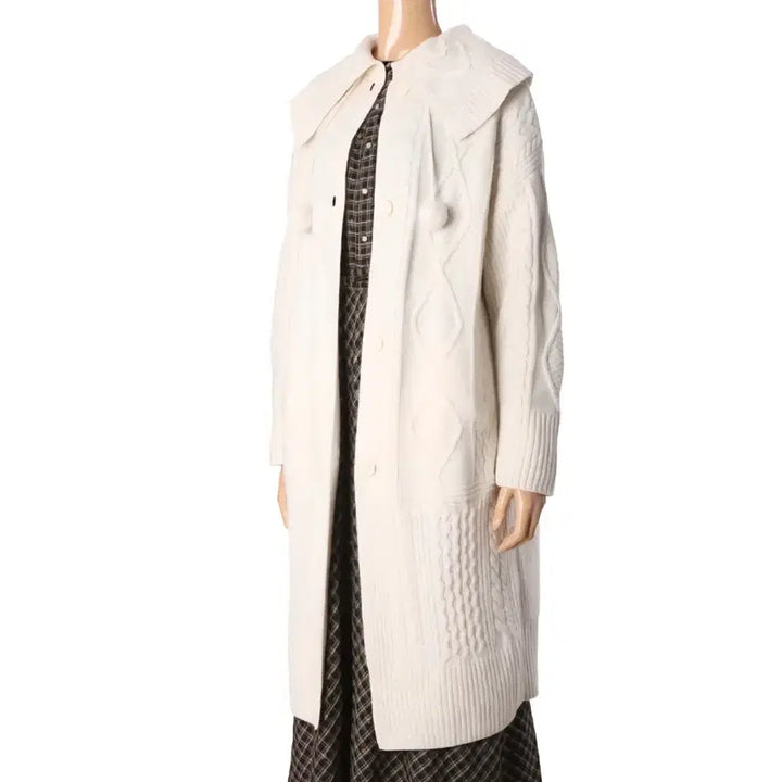 [BUNJANG] Thursday Island Big Collar Cable Knit Long Cardigan / 새옷 S 빅카라 케이블 롱가디건 T208MCD241W 써스데이아일랜드