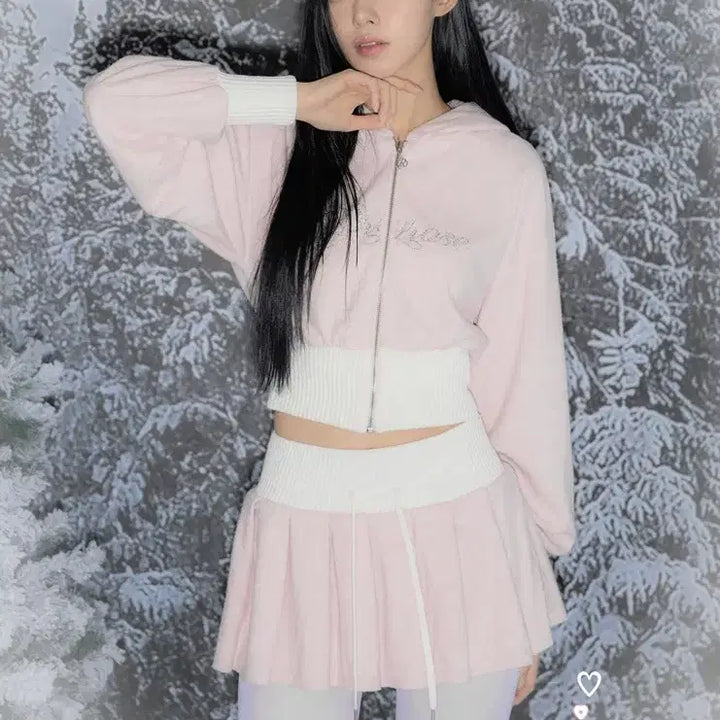 [BUNJANG] Dry Rose Terry Knit Set Up Pink / 일택포) 드라이로즈 테리 니트 셋업 핑크 terry knit
