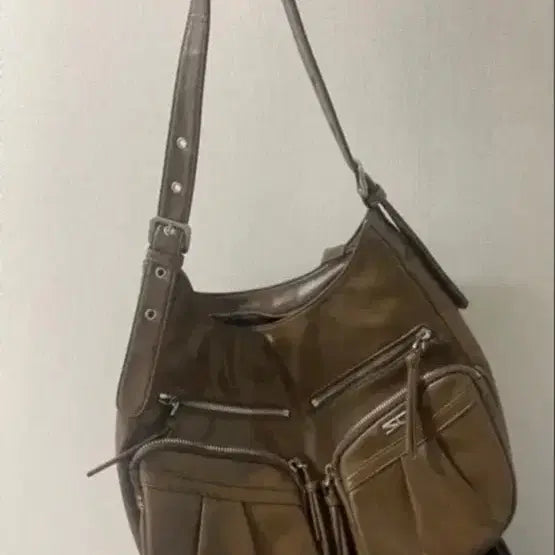 [BUNJANG] Squareline Cabara Shoulder Bag - Dark Brown / 스퀘어라인 카바라 숄더백 다크브라운