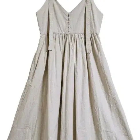 [BUNJANG] Bose Beige Cotton Long Dress / 보세 끈나시 원피스 베이지