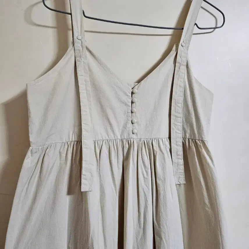 [BUNJANG] Bose Beige Cotton Long Dress / 보세 끈나시 원피스 베이지