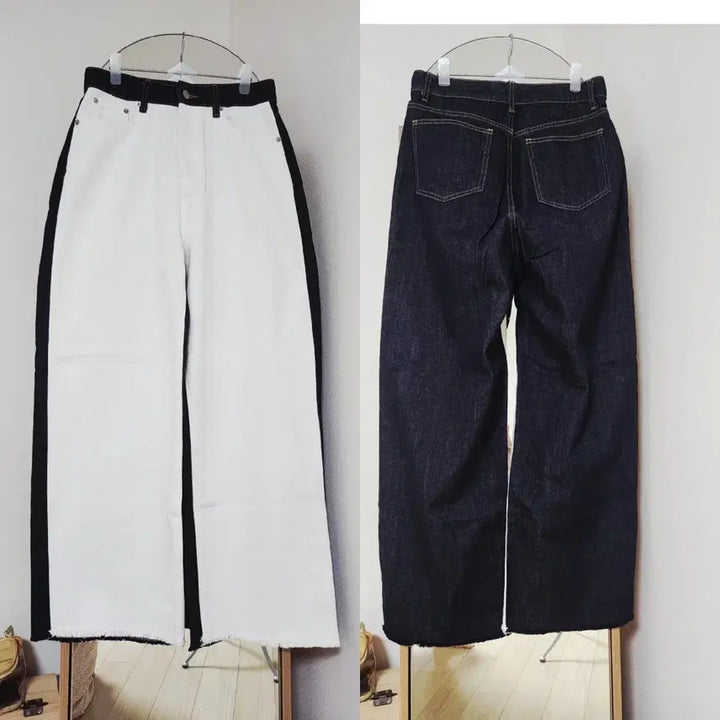 [BUNJANG] Theilma White Denim &amp; Raw Denim Reversible Pants Size S / 더일마 앞은 화이트데님,뒤는 생지데님 반전팬츠 트렌디 유니크핏 S사이즈