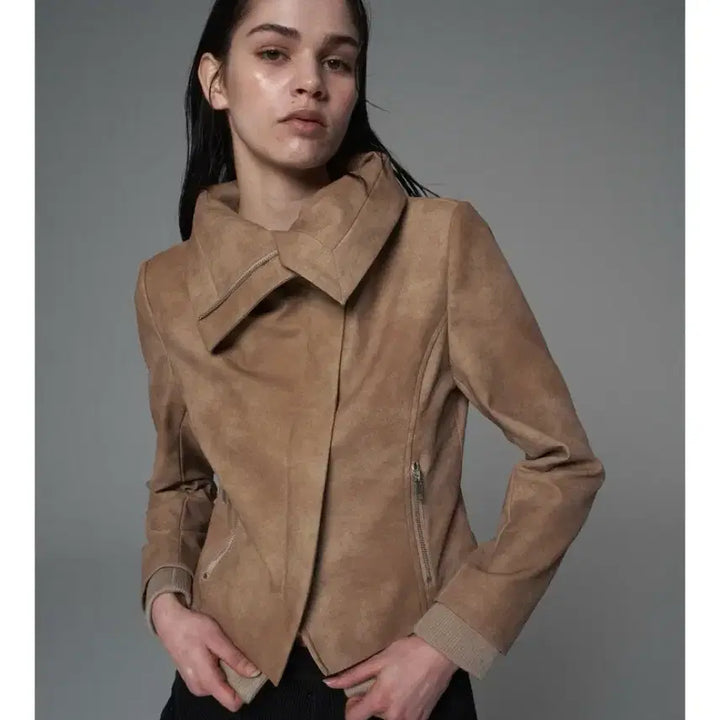 [BUNJANG] Settle For Moon Beige Leather Jacket M / 세틀포문 레더자켓 베이지M
