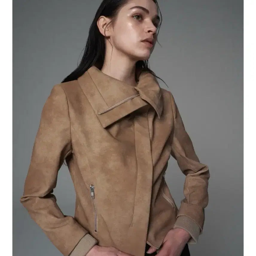 [BUNJANG] Settle For Moon Beige Leather Jacket M / 세틀포문 레더자켓 베이지M