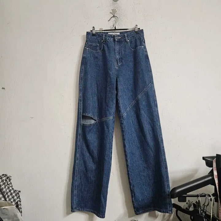 [BUNJANG] Denim Cutout Wide Jeans / 데님 컷아웃 와이드 청바지
