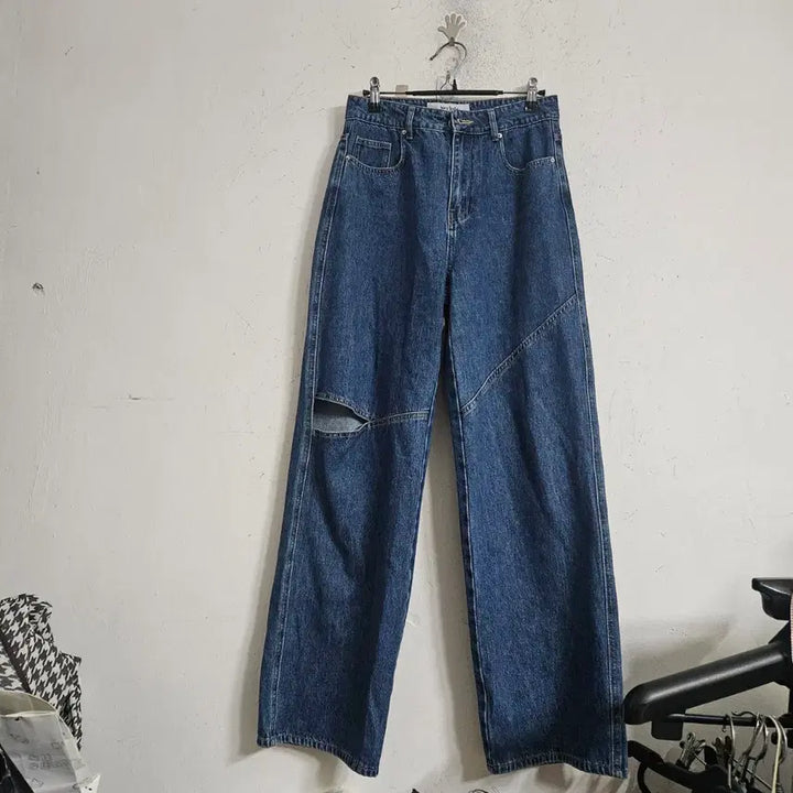 [BUNJANG] Denim Cutout Wide Jeans / 데님 컷아웃 와이드 청바지