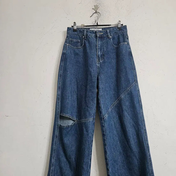 [BUNJANG] Denim Cutout Wide Jeans / 데님 컷아웃 와이드 청바지