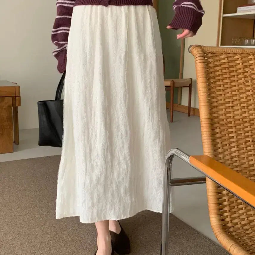 [BUNJANG] Lace Long Banding Skirt / 레이스 롱 밴딩 스커트