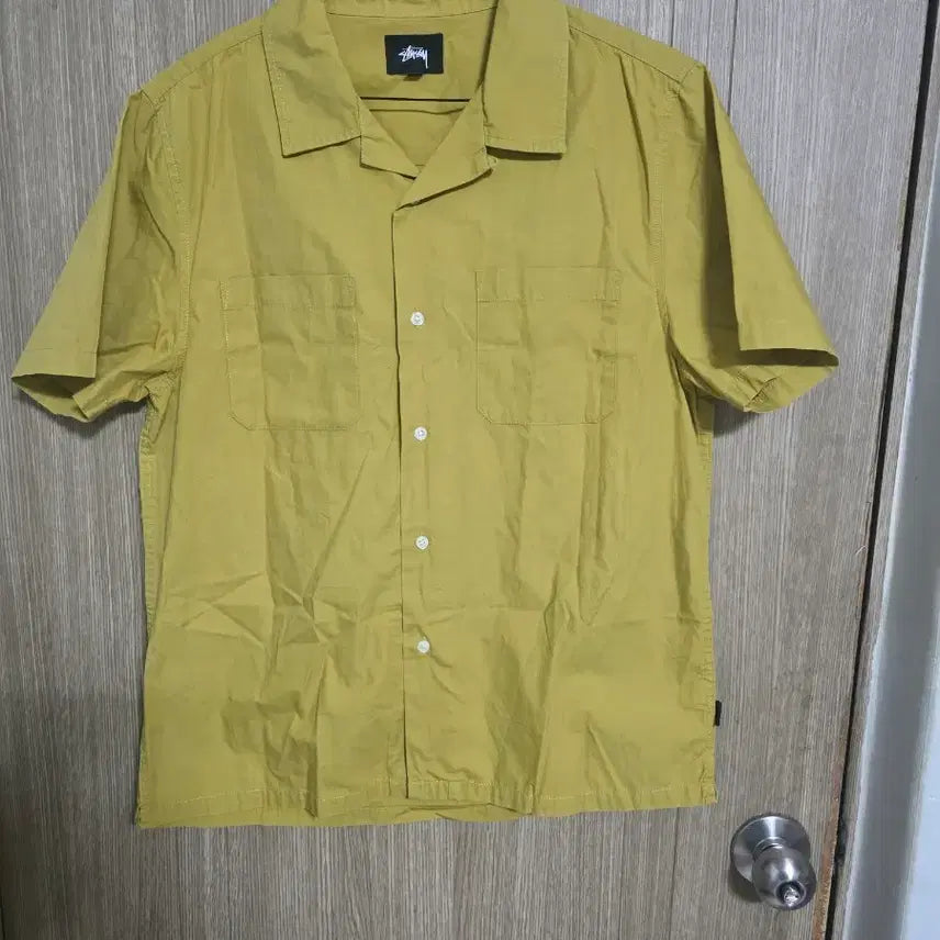 [BUNJANG] Stussy Mustard Open Collar Short Sleeve Shirt / 스투시 반팔 셔츠 머스타드 색상