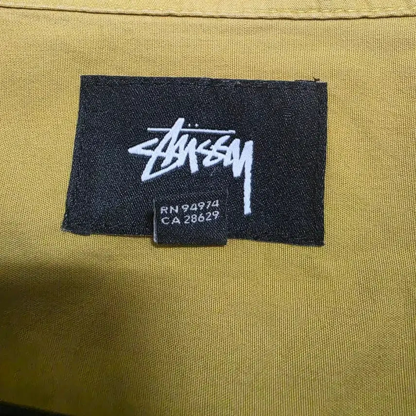 [BUNJANG] Stussy Mustard Open Collar Short Sleeve Shirt / 스투시 반팔 셔츠 머스타드 색상