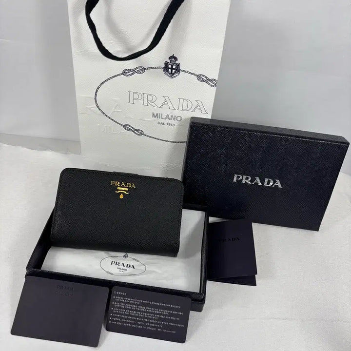 [BUNJANG] Prada Saffiano Leather Medium Wallet Black / (새상품,풀구성)프라다 사피아노 레더 중지갑 블랙 1ML225