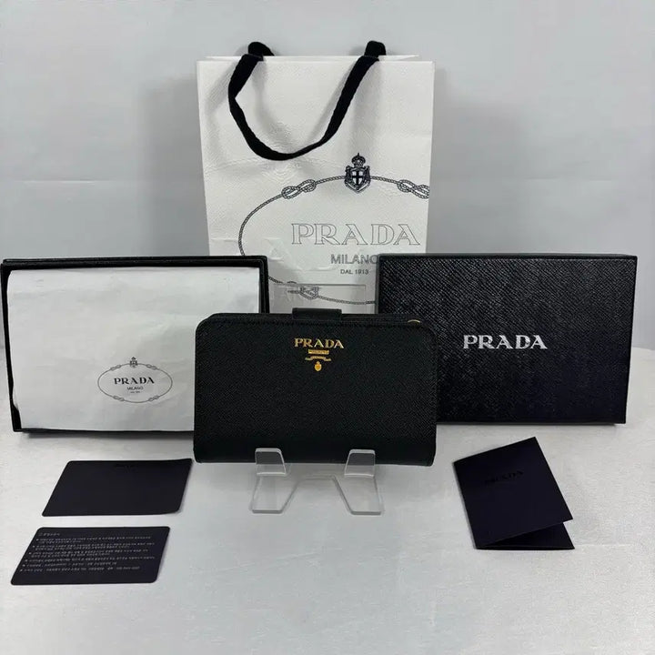 [BUNJANG] Prada Saffiano Leather Medium Wallet Black / (새상품,풀구성)프라다 사피아노 레더 중지갑 블랙 1ML225
