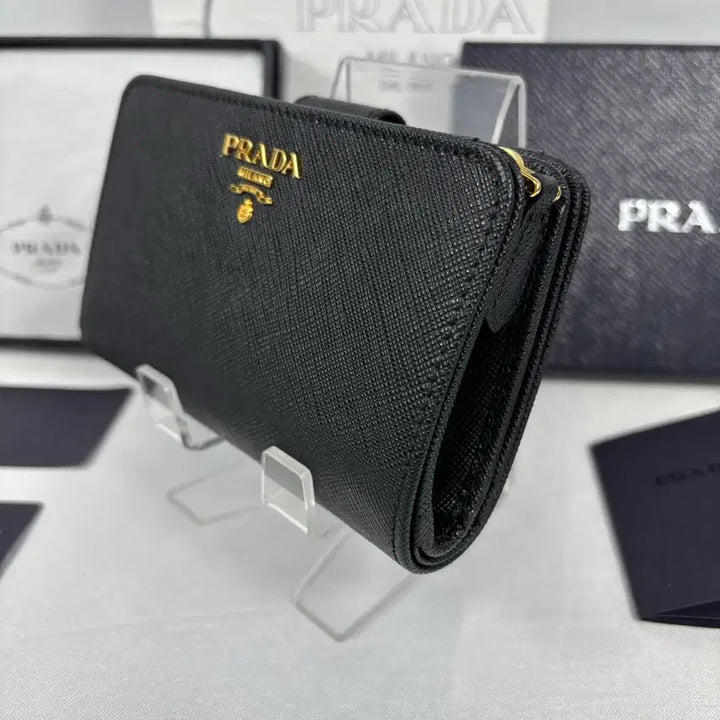 [BUNJANG] Prada Saffiano Leather Medium Wallet Black / (새상품,풀구성)프라다 사피아노 레더 중지갑 블랙 1ML225