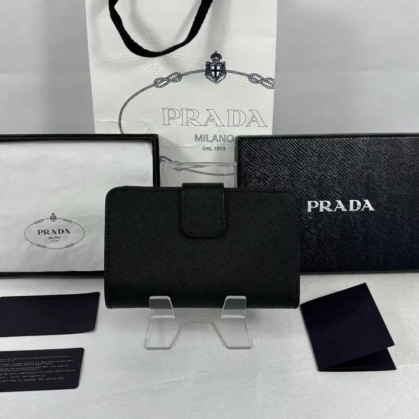 [BUNJANG] Prada Saffiano Leather Medium Wallet Black / (새상품,풀구성)프라다 사피아노 레더 중지갑 블랙 1ML225