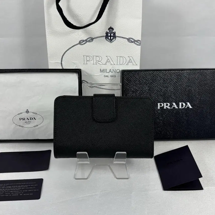[BUNJANG] Prada Saffiano Leather Medium Wallet Black / (새상품,풀구성)프라다 사피아노 레더 중지갑 블랙 1ML225