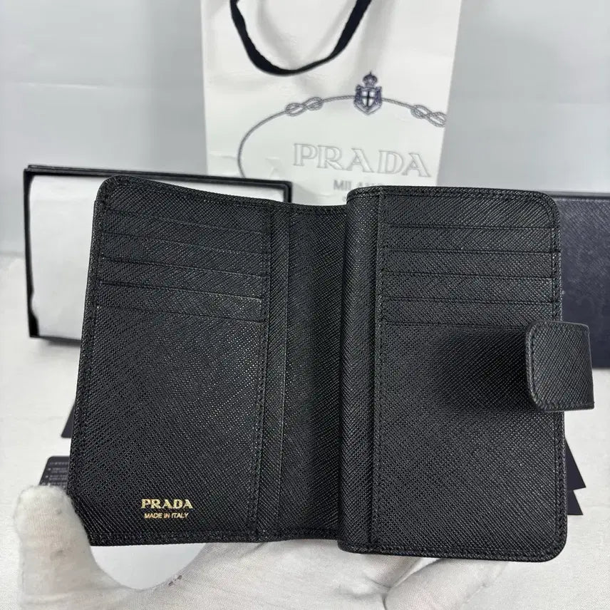 [BUNJANG] Prada Saffiano Leather Medium Wallet Black / (새상품,풀구성)프라다 사피아노 레더 중지갑 블랙 1ML225