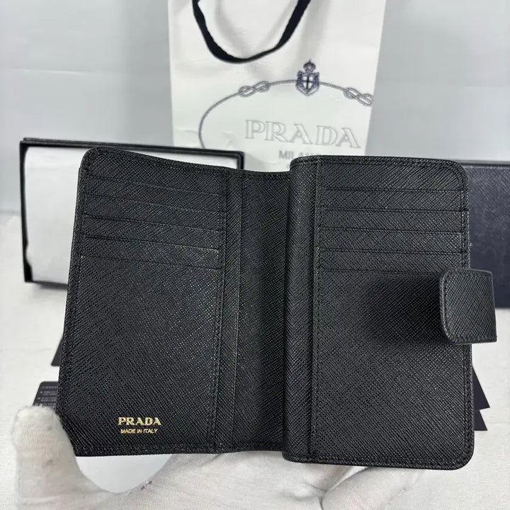 [BUNJANG] Prada Saffiano Leather Medium Wallet Black / (새상품,풀구성)프라다 사피아노 레더 중지갑 블랙 1ML225