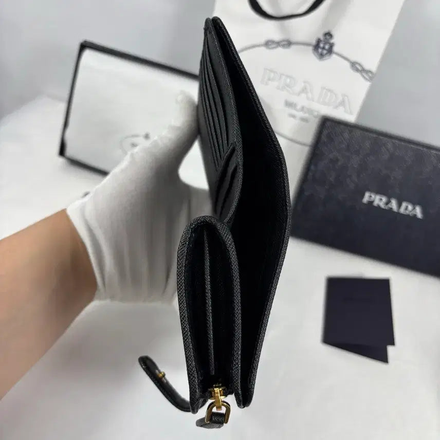 [BUNJANG] Prada Saffiano Leather Medium Wallet Black / (새상품,풀구성)프라다 사피아노 레더 중지갑 블랙 1ML225