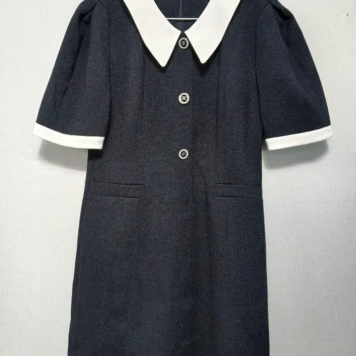 [BUNJANG] Roem Navy Color Short Sleeve Midi Dress / roem 로엠 네이비 칼라 반팔 원피스