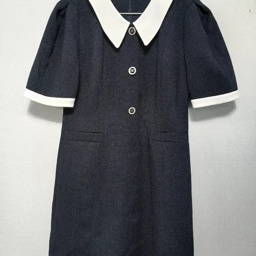 [BUNJANG] Roem Navy Color Short Sleeve Midi Dress / roem 로엠 네이비 칼라 반팔 원피스