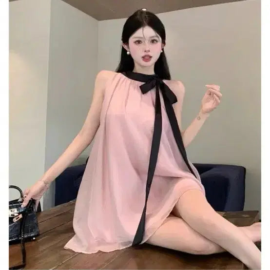 [BUNJANG] Pink Halter Neck Dress / 핑크 홀터넥 원피스