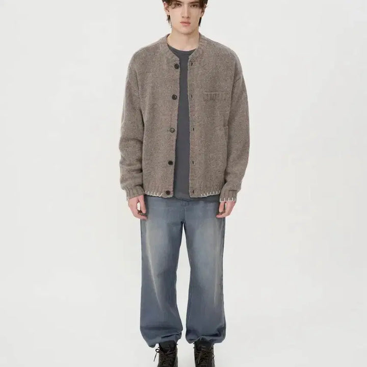 [BUNJANG] In Silence Stitch Round Neck Button Cardigan L / 인사일런스 스티치 라운드넥 버튼 카디건 L