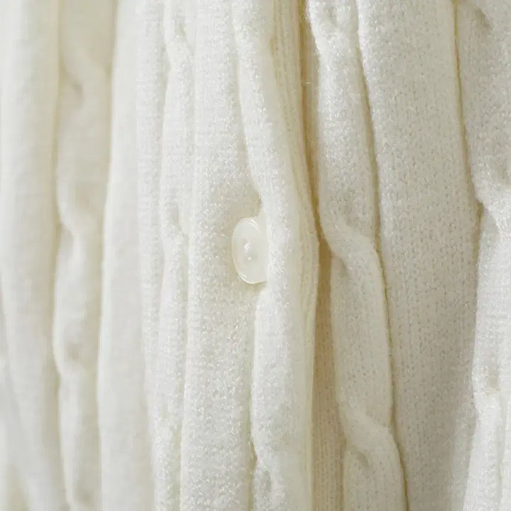 [BUNJANG] Spao Cable Knit Cardigan Ivory S / 스파오 라운드넥 케이블 가디건 아이보리 S [세탁만]