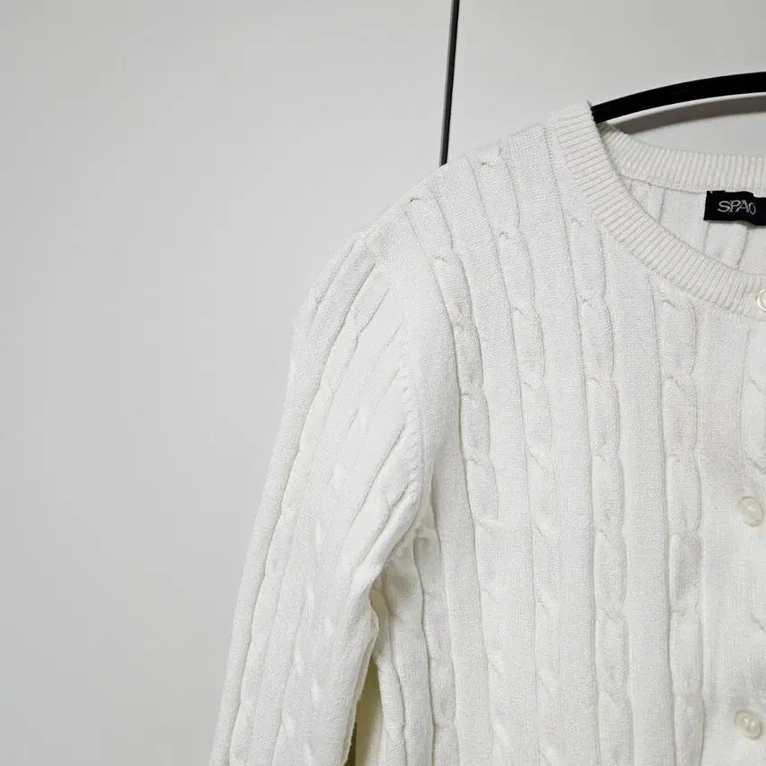[BUNJANG] Spao Cable Knit Cardigan Ivory S / 스파오 라운드넥 케이블 가디건 아이보리 S [세탁만]