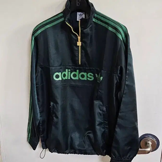 [BUNJANG] Adidas Satin Windbreaker Half-Zip Jacket / 아디다스 새틴윈드브레이거 반집업(406