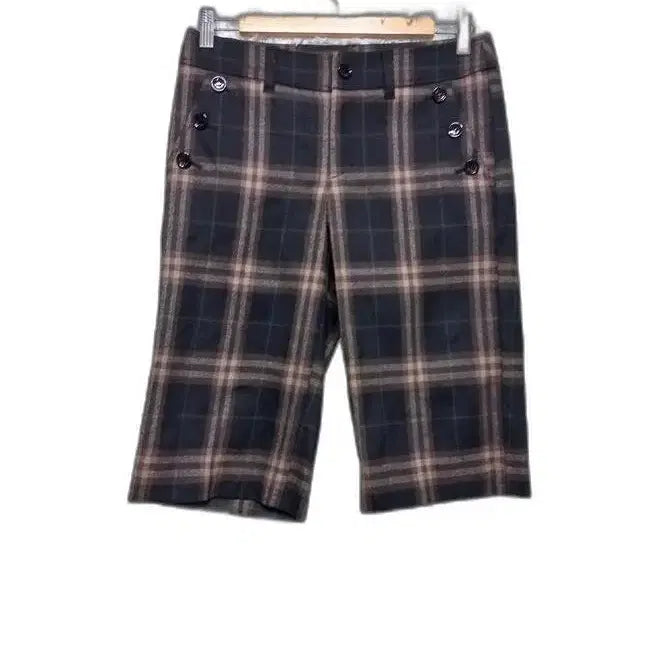 [BUNJANG] Burberry Tartan Check Wool Capri Pants / 버버리 정품 여자 타탄체크 여성 모직6부바지팬츠 라벨38