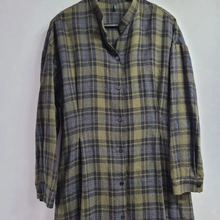 [BUNJANG] Benetton Check Long Shirt Dress / 42)베네통 체크 롱 셔츠 원피스