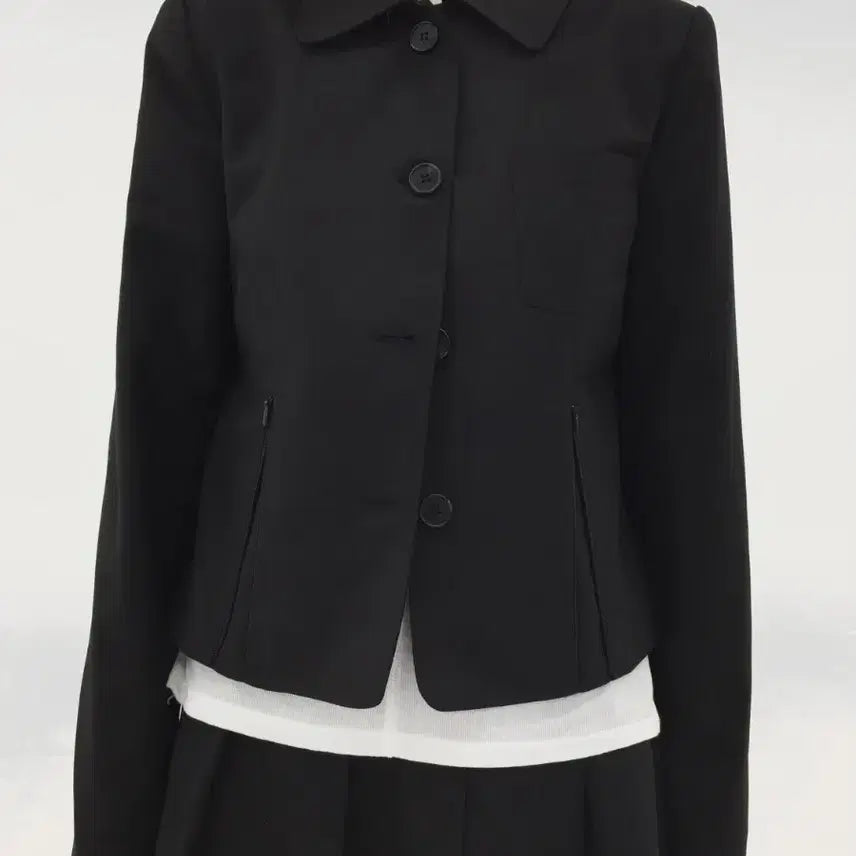 [BUNJANG] wooon Cropped Slit Jacket Black / wooon우온 cropped slit jacket black