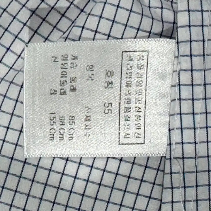 [BUNJANG] 55 Ribbon Blue Check Collarless Blouse Shirt / 55 리본 블루 체크 노카라 블라우스 셔츠