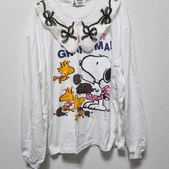 [BUNJANG] Byeolha Snoopy Lace Collar Long Sleeve T-shirt / 40711/스누피 레이스 카라 긴팔 티셔츠/별하