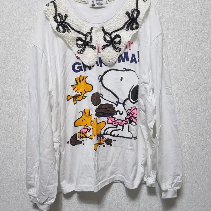 [BUNJANG] Byeolha Snoopy Lace Collar Long Sleeve T-shirt / 40711/스누피 레이스 카라 긴팔 티셔츠/별하