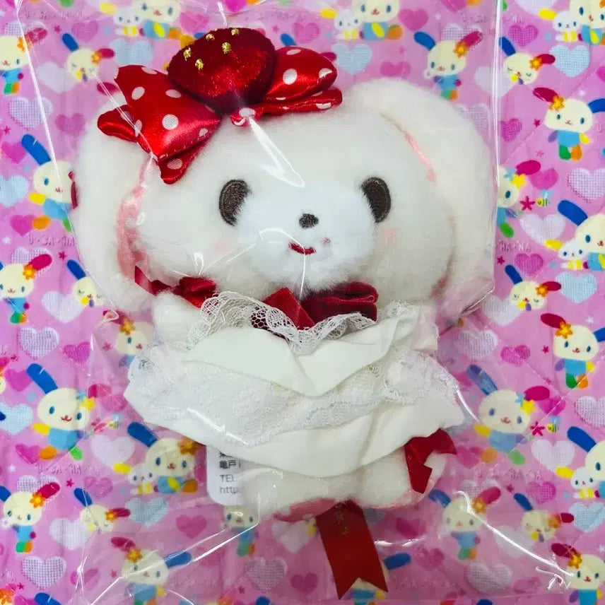 [BUNJANG] Sanrio Sweet Strawberry Ribbon Mascot Plush / 산리오 쇼트케이크 스위트 스트로베리 봉봉리본 마스코트 인형