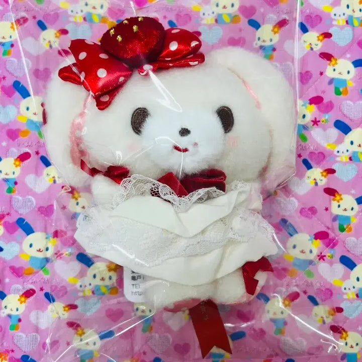 [BUNJANG] Sanrio Sweet Strawberry Ribbon Mascot Plush / 산리오 쇼트케이크 스위트 스트로베리 봉봉리본 마스코트 인형