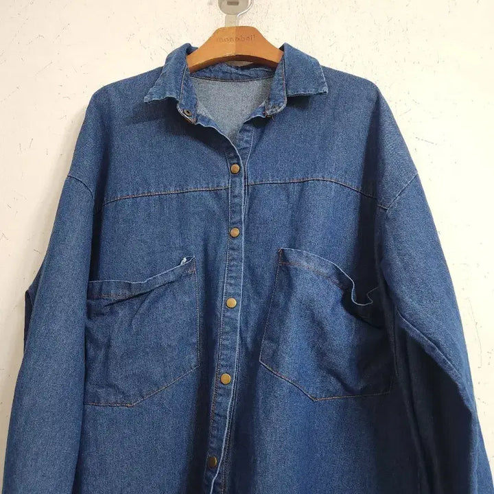[BUNJANG] Denim Long Shirt / 데님 롱 셔츠 청남방