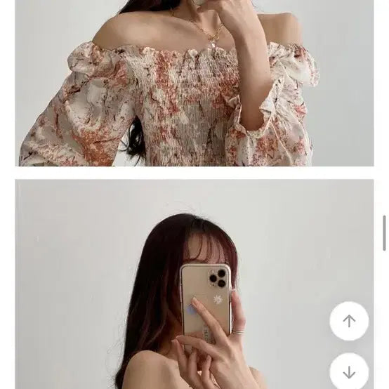 [BUNJANG] Maison Studio Watercolor Floral Off-Shoulder Blouse / 수채화 플라워 오프숄더 블라우스