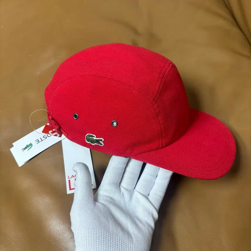 [SOLD OUT] 슈프림 라코스테 캠프캡 모자 워시드 레드