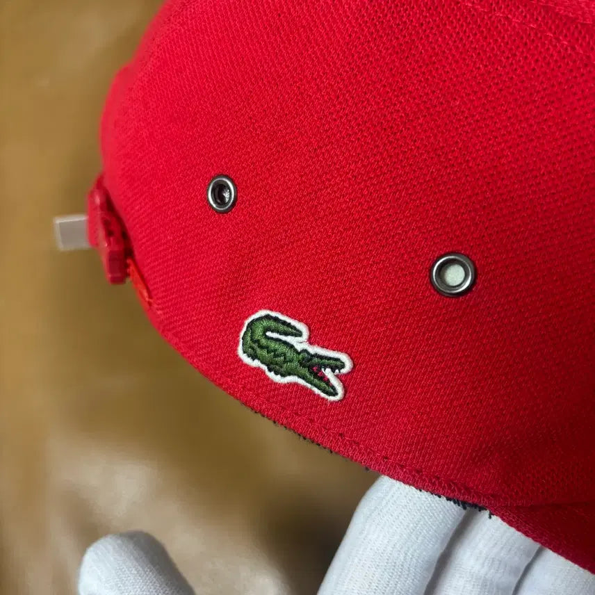 [SOLD OUT] 슈프림 라코스테 캠프캡 모자 워시드 레드