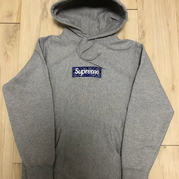 [BUNJANG] 슈프림 반다나 박스로고 후드 회색 M / 슈프림 반다나 박스로고 후드 회색 M