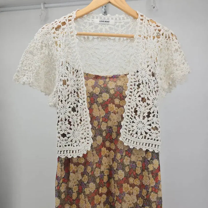 [SOLD OUT] 일본 빈티지 LOVE BOAT 아이보리 크로셰 가디건 [B20585]