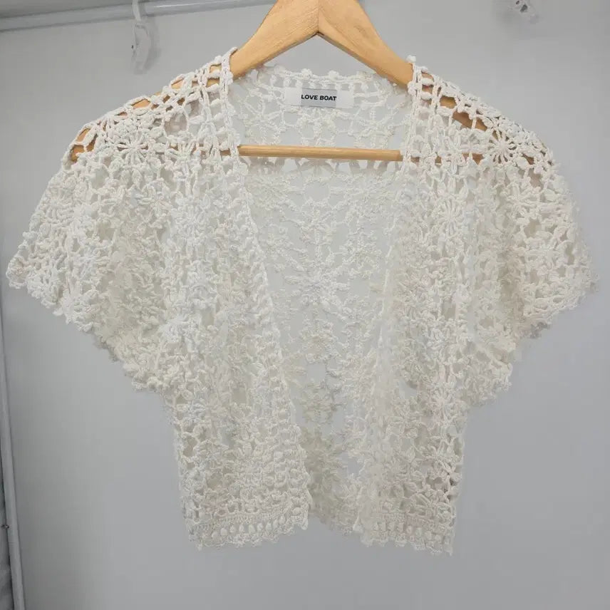 [SOLD OUT] 일본 빈티지 LOVE BOAT 아이보리 크로셰 가디건 [B20585]